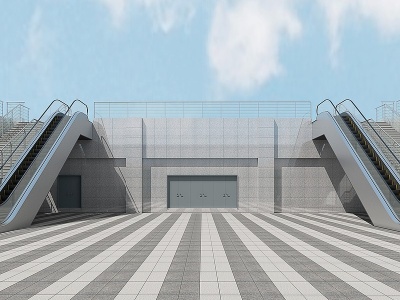 3d现代商场楼梯模型