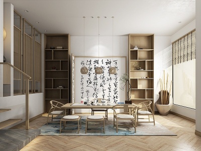 3d新中式茶室空间模型