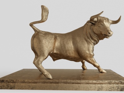 现代金属公牛雕像模型