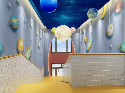 3d现代室内幼儿园模型