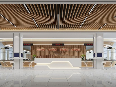 现代行政服务中心大厅模型3d模型