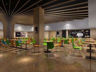 现代公司开放式餐厅模型3d模型