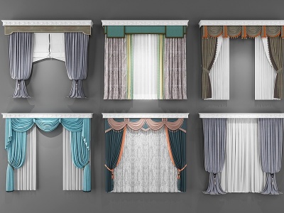 北欧卧室窗帘模型3d模型