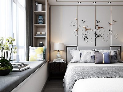新中式卧室房间模型3d模型