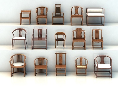 3d中式椅子太师椅扶手椅子模型