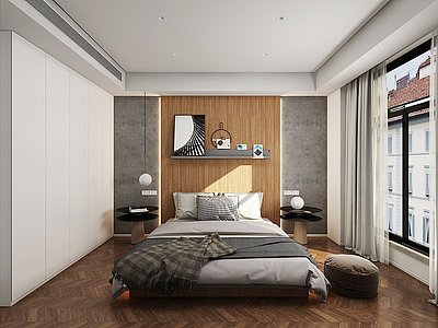 3d现代卧室房间模型