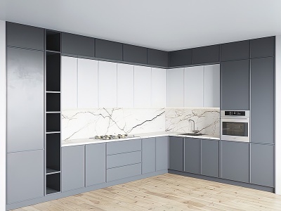 现代转角厨房壁柜模型3d模型