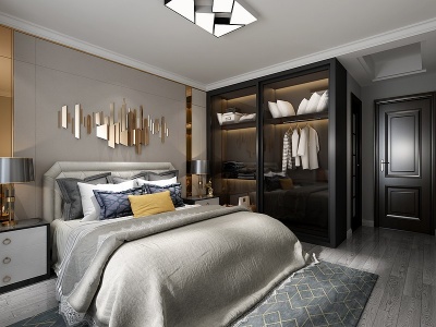 新中式样板房卧室模型3d模型
