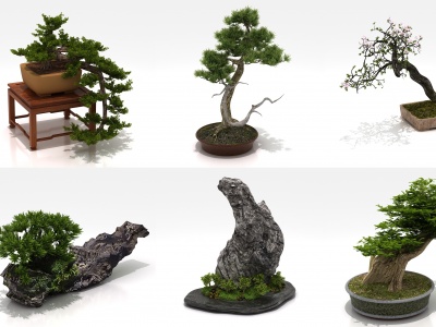 中式盆栽中式盆栽小盆栽模型3d模型
