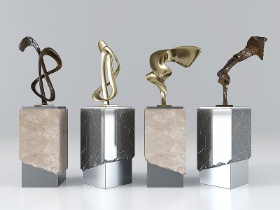 3d现代抽象艺术雕塑组合模型