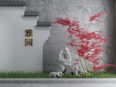 新中式园林景观小品模型