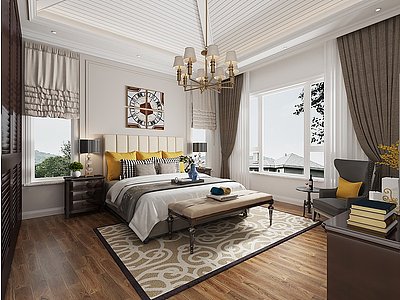美式卧室房间模型3d模型
