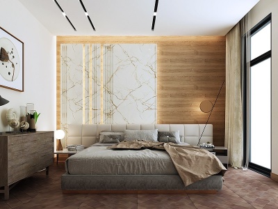 3d现代简约卧室装饰画台灯模型