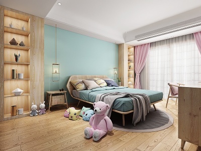 3d日式卧室女儿房模型