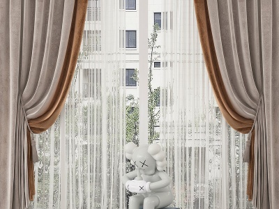 3d现代窗帘垂帘模型