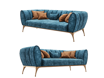 北欧布艺双人沙发模型3d模型