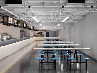现代食堂餐饮空间模型3d模型