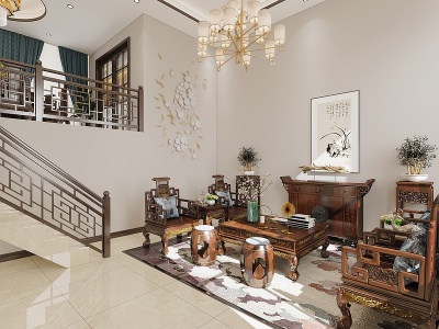 中式家居客厅模型3d模型