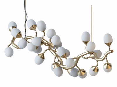 3d现代白色球形吊灯模型