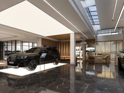 3d现代车嘞展厅模型