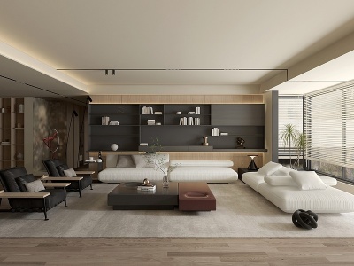 现代客厅休息区3d模型