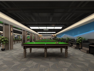 3d现代桌球室模型