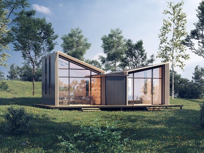 3d现代独栋别墅模型