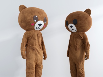 3d现代棕色绒布人形熊模型