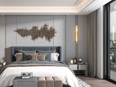 新中式家居卧室模型3d模型