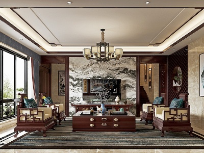 3d中式古典客厅模型