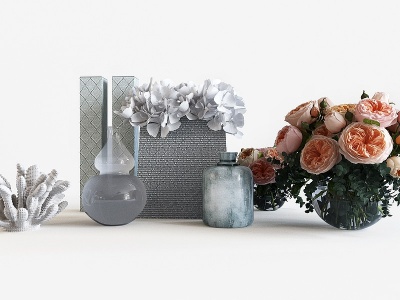 3d现代花瓶装饰品摆件组合模型