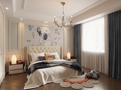 美式家居卧室模型3d模型