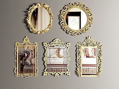 3d简欧装饰镜子花镜模型