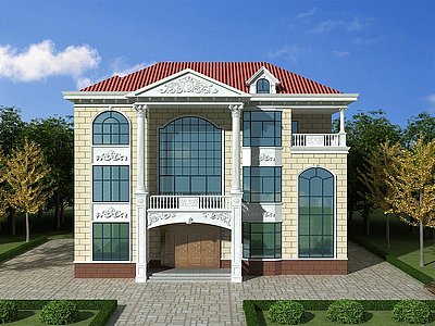 3d简欧独栋别墅模型
