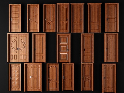 3d简欧实木木门装饰门模型