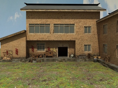 纯正乡村文化瓦房青砖房3d模型