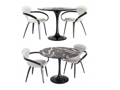 现代,圆形餐桌椅洽谈桌椅3d模型