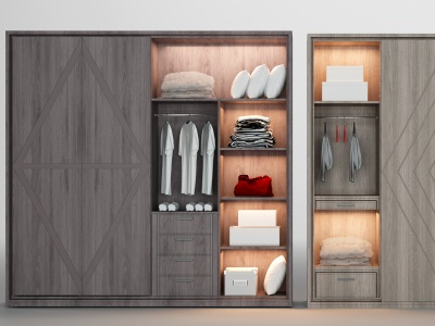 3d现代实木衣柜模型