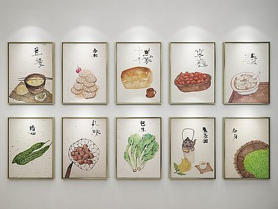 3d新中式餐厅<font class='myIsRed'>装饰挂画</font>模型