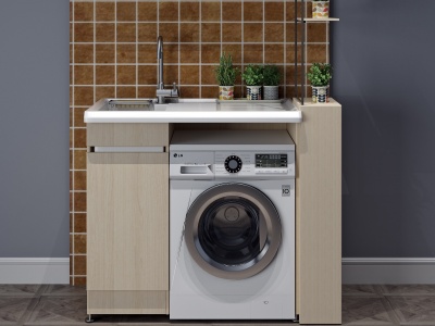 现代洗衣机洗衣机组合柜模型3d模型