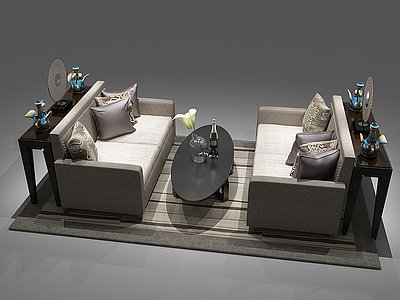 中式卡座休闲椅模型3d模型