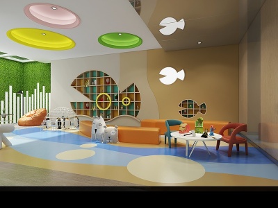 3d现代客厅儿童娱乐区模型
