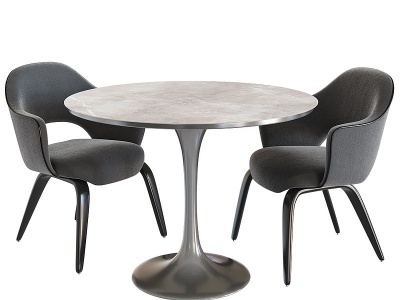 3d现代布艺餐桌椅模型
