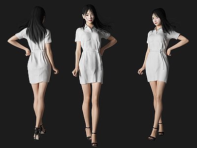 现代气质美女人物3d模型