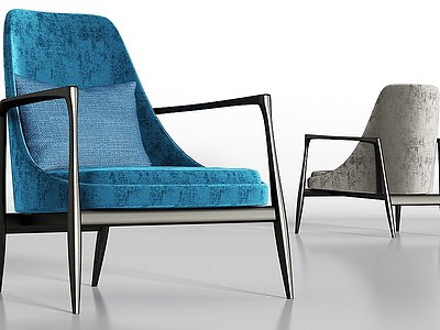现代金属绒布单椅组合模型3d模型