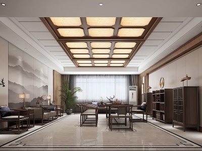 新中式茶室休息室模型3d模型