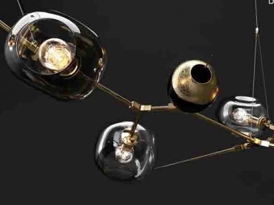 北欧现代枝形玻璃气泡吊灯模型3d模型
