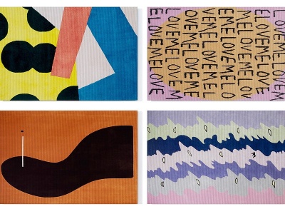 3d现代彩色抽象图案地毯组合模型