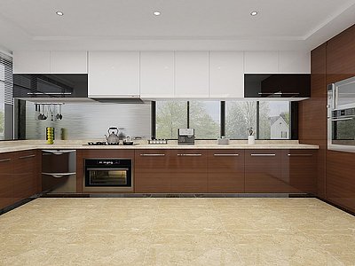 3d现代厨房一体橱柜模型