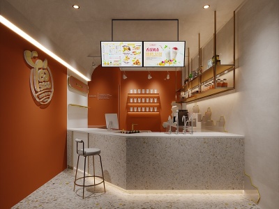 现代奶茶店餐饮空间模型3d模型